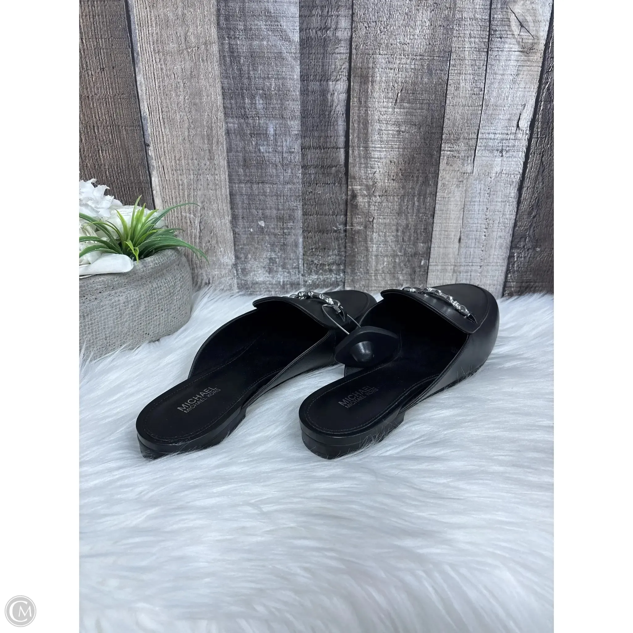 Shoes Designer By Michael Kors In Black & Silver, Size: 7.5