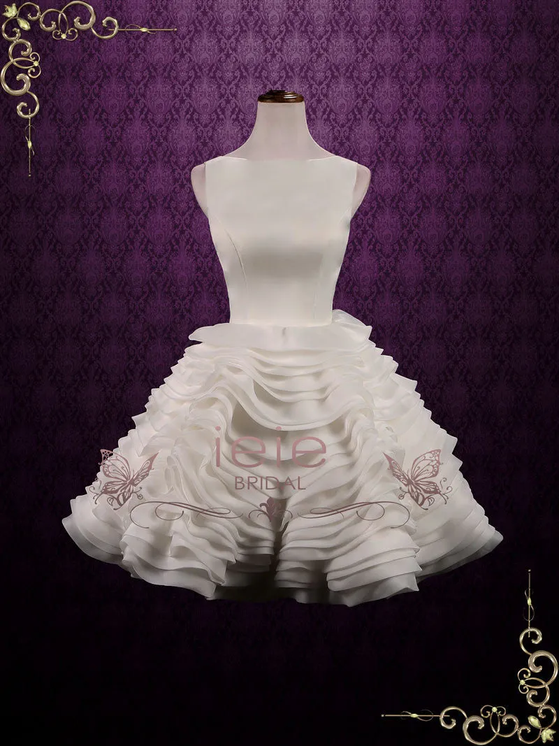 Short Modest Wedding Dress with Layered Ruffle Skirt | Dana