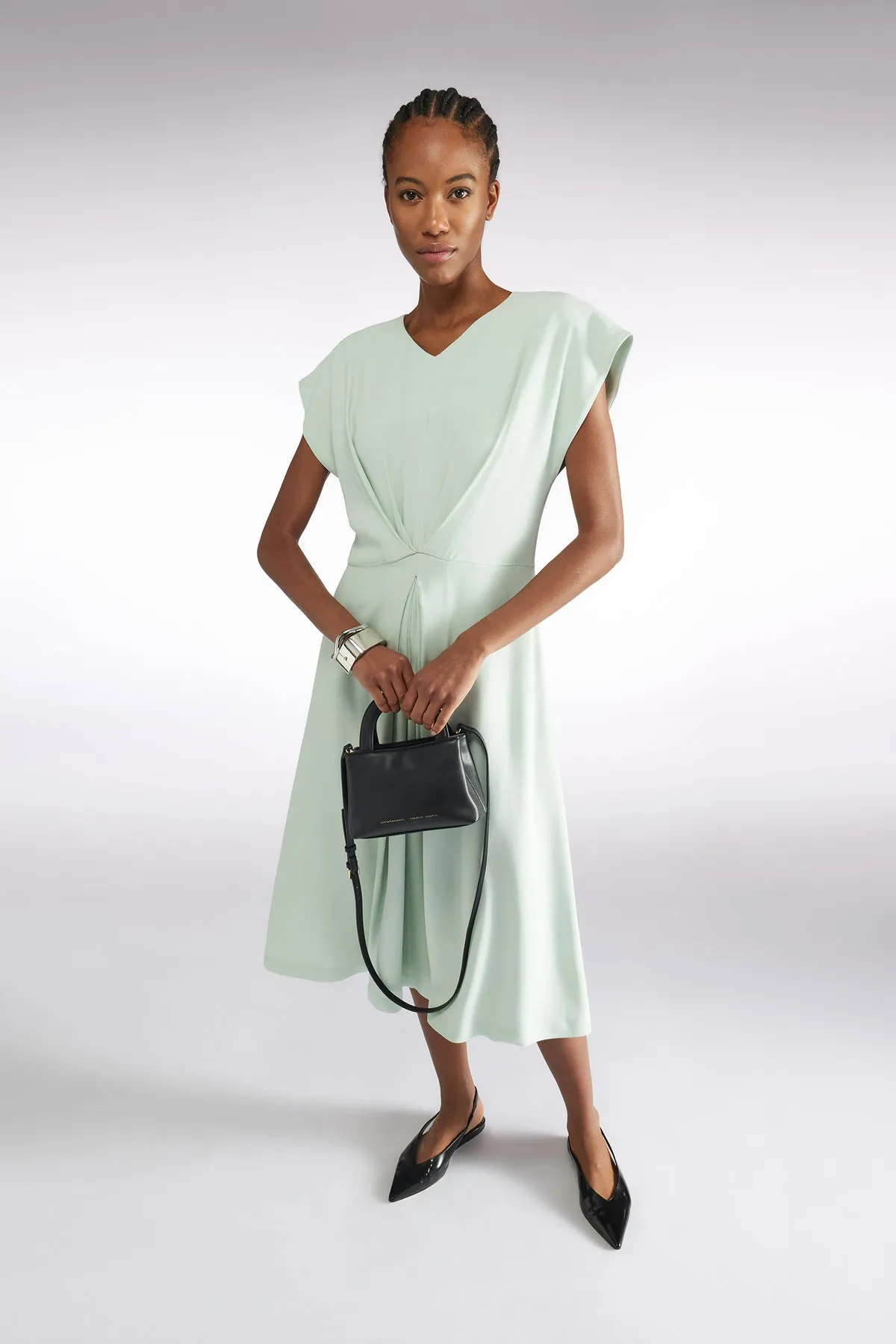 SHORT SLEEVE MIDI DRESS - GLASS