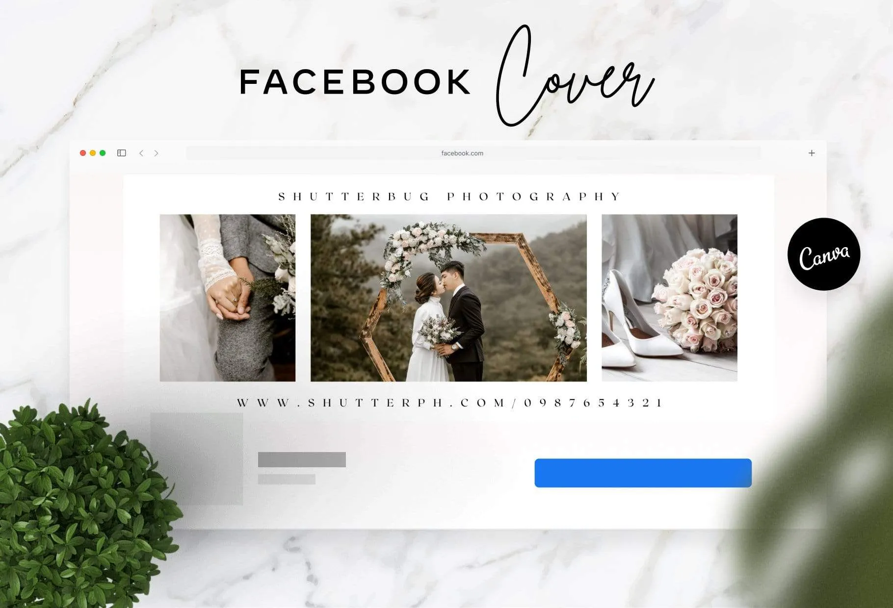 ShutterBug Facebook Cover for Photographers Editable Canva Template
