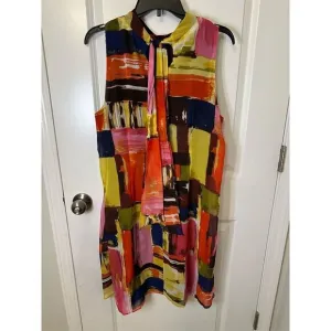 Signature by Robbie Bee Women's Shift Dress Size 14 Multicolor Abstract