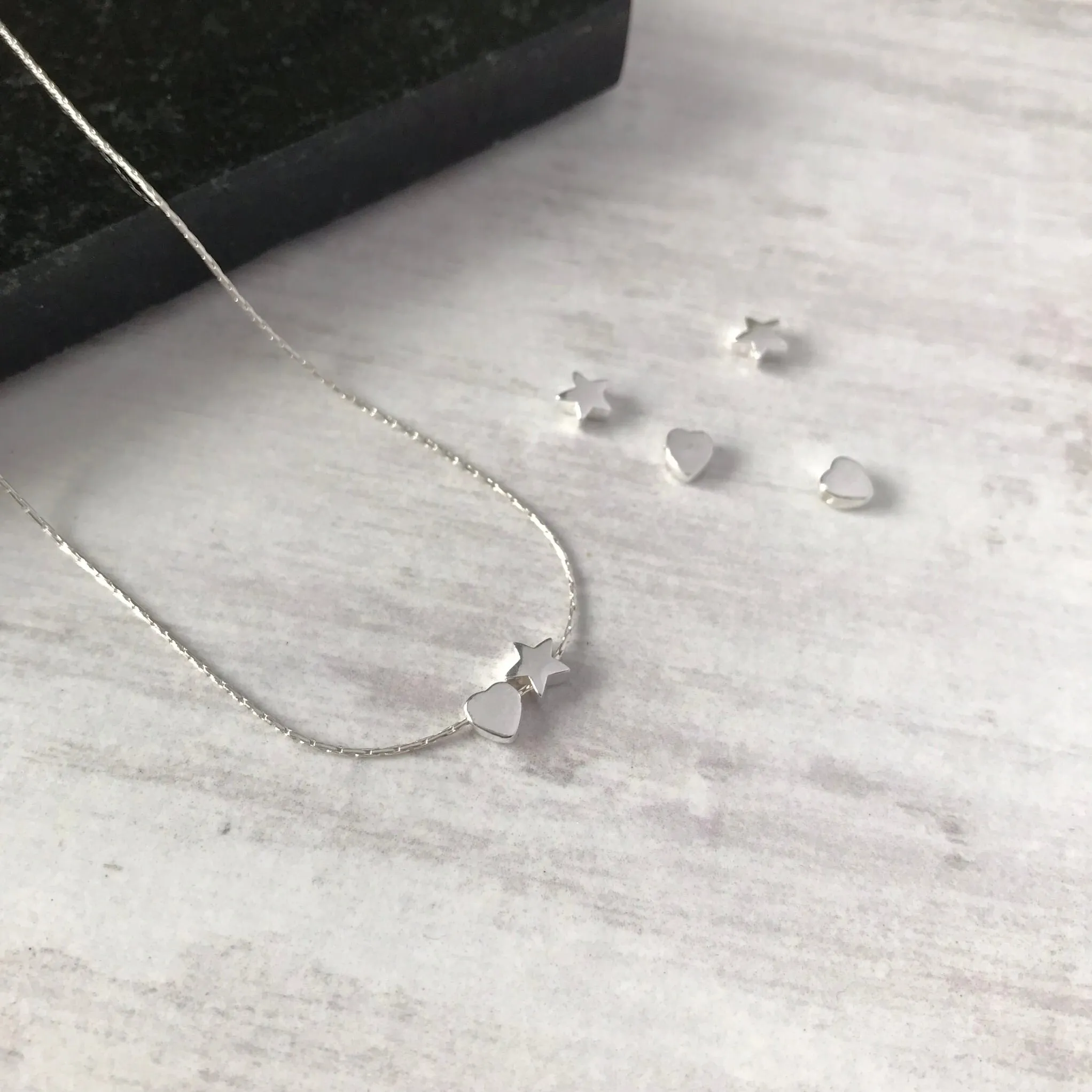 Silver Heart and Star Necklace