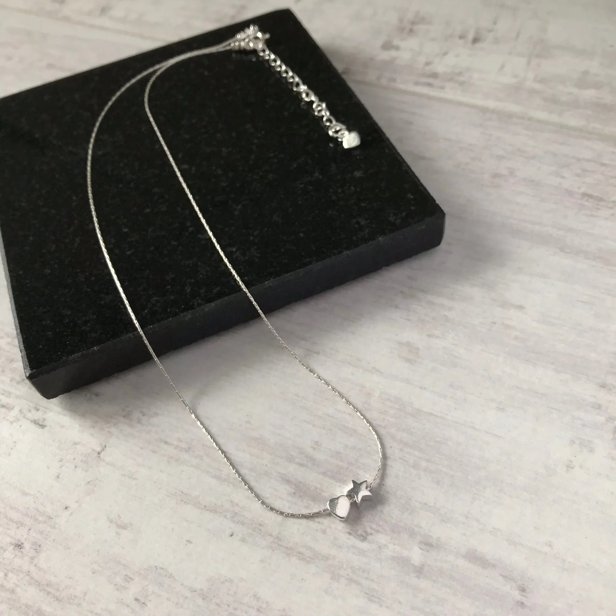 Silver Heart and Star Necklace