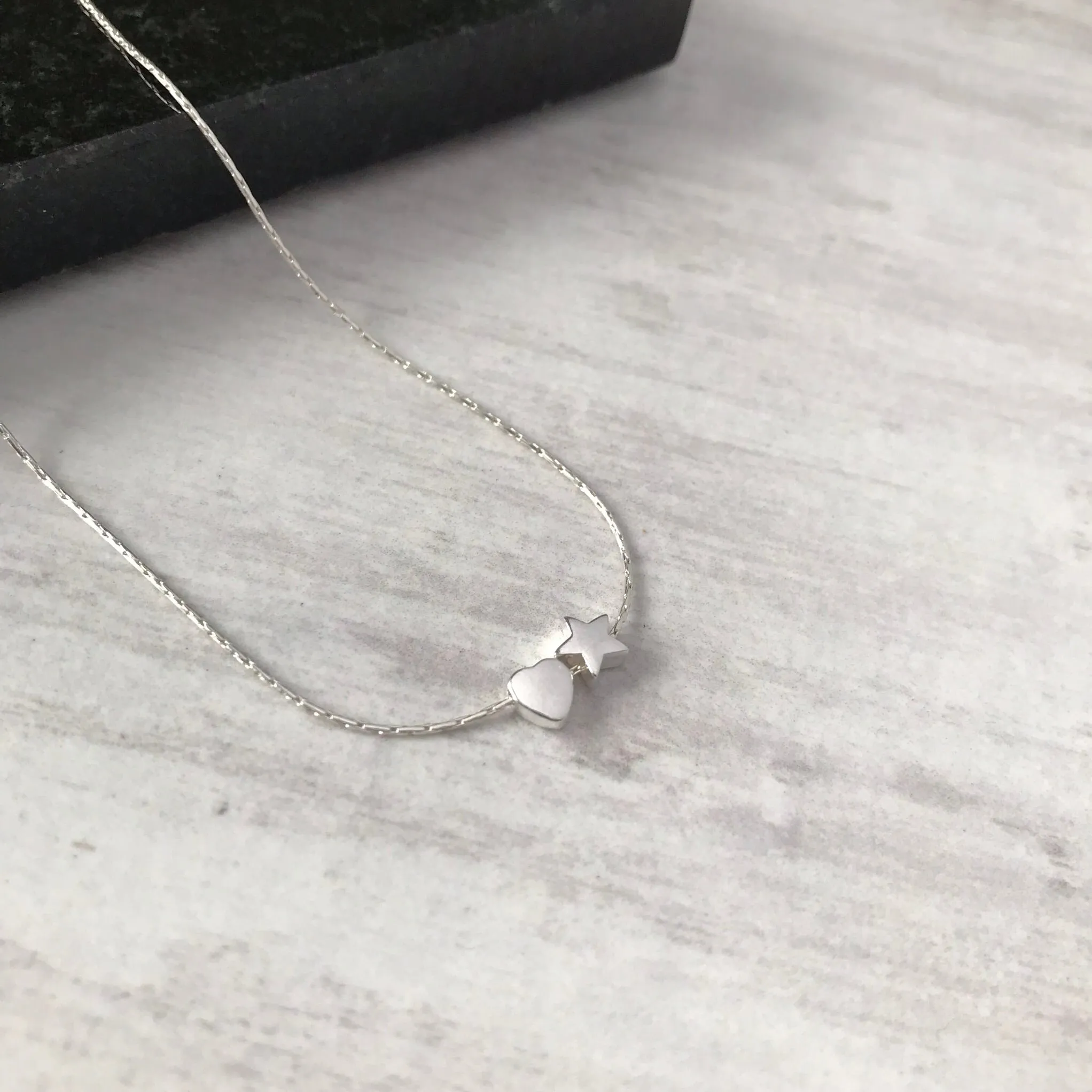 Silver Heart and Star Necklace