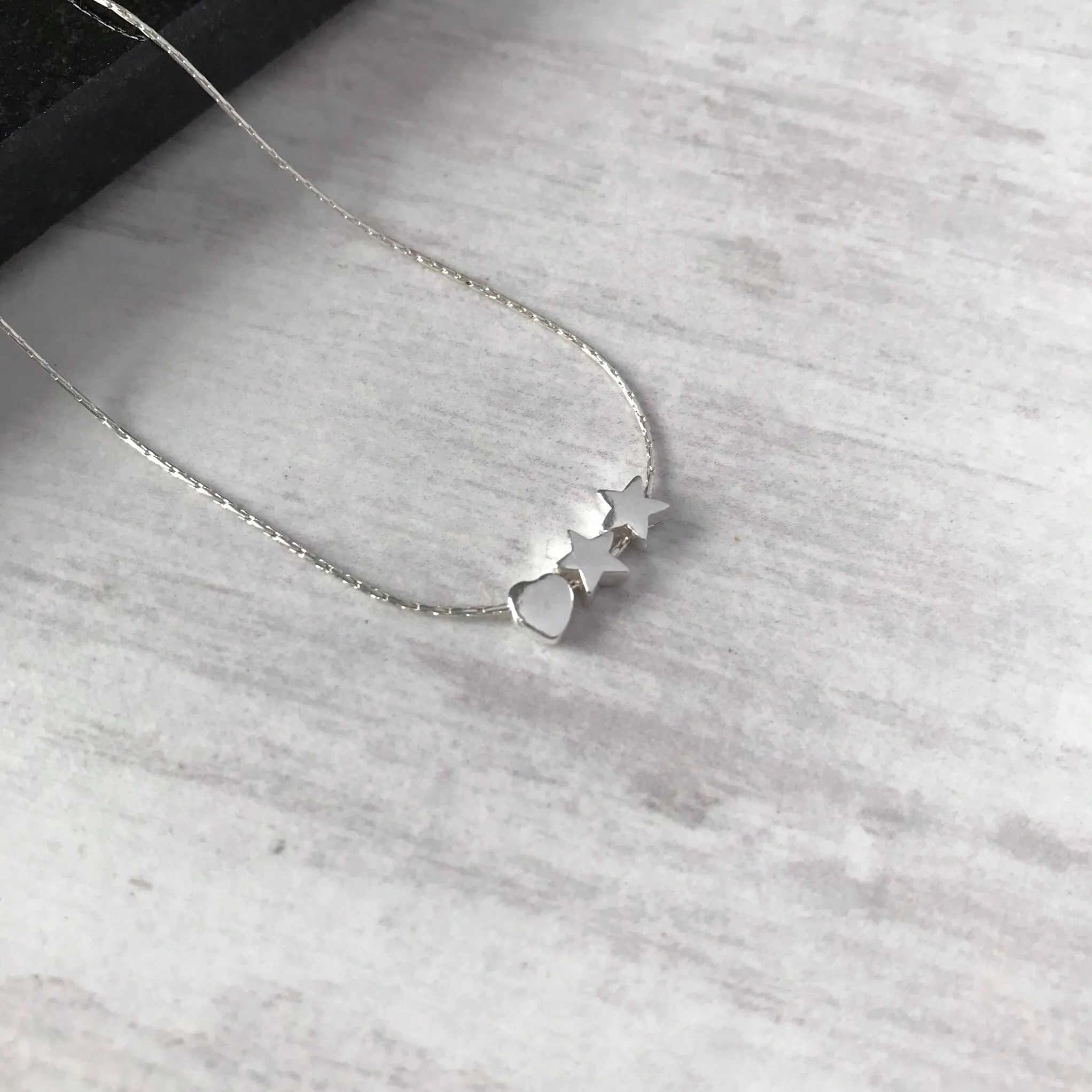 Silver Heart and Star Necklace