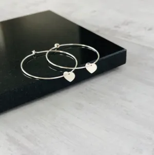 Silver Heart Hoop Earrings