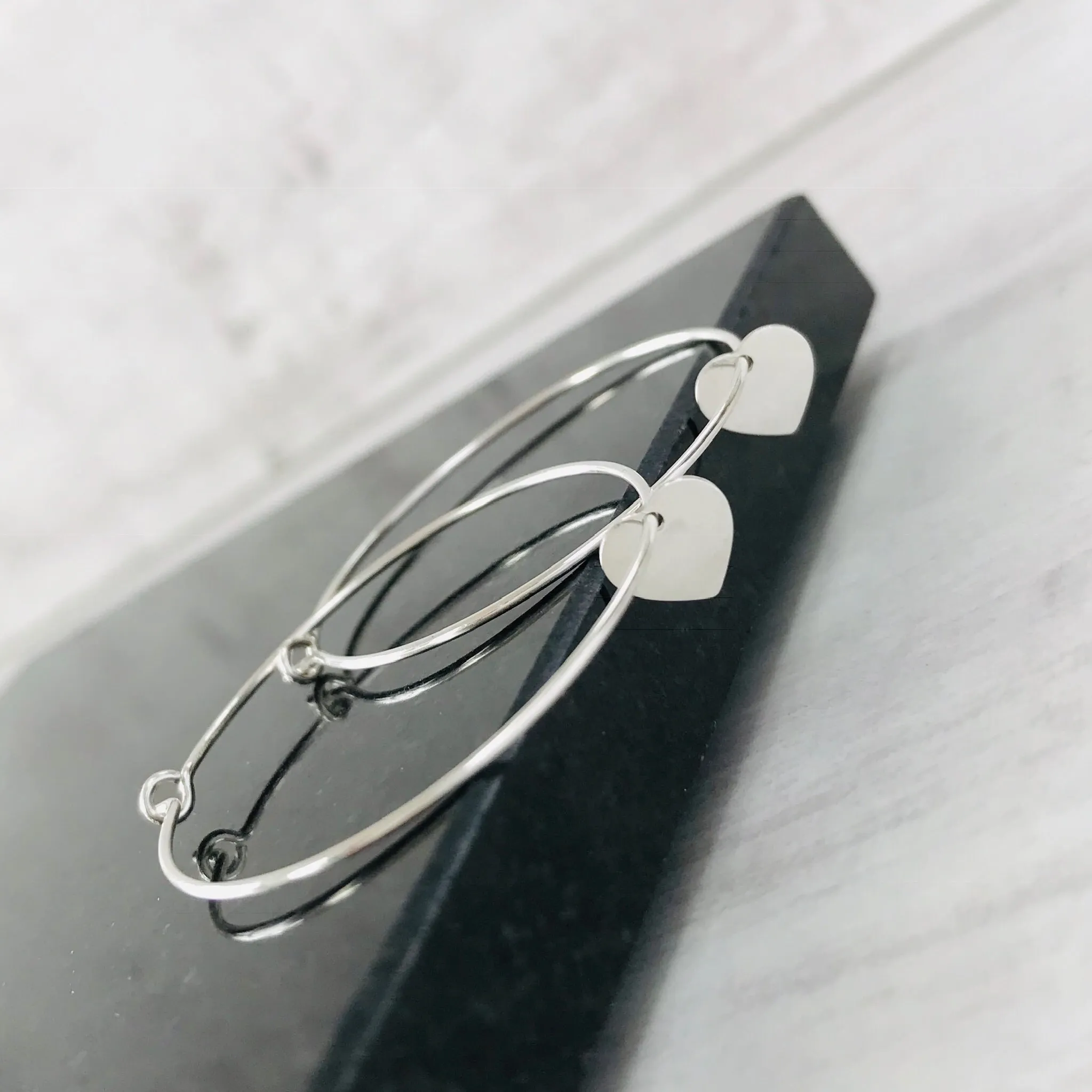 Silver Heart Hoop Earrings