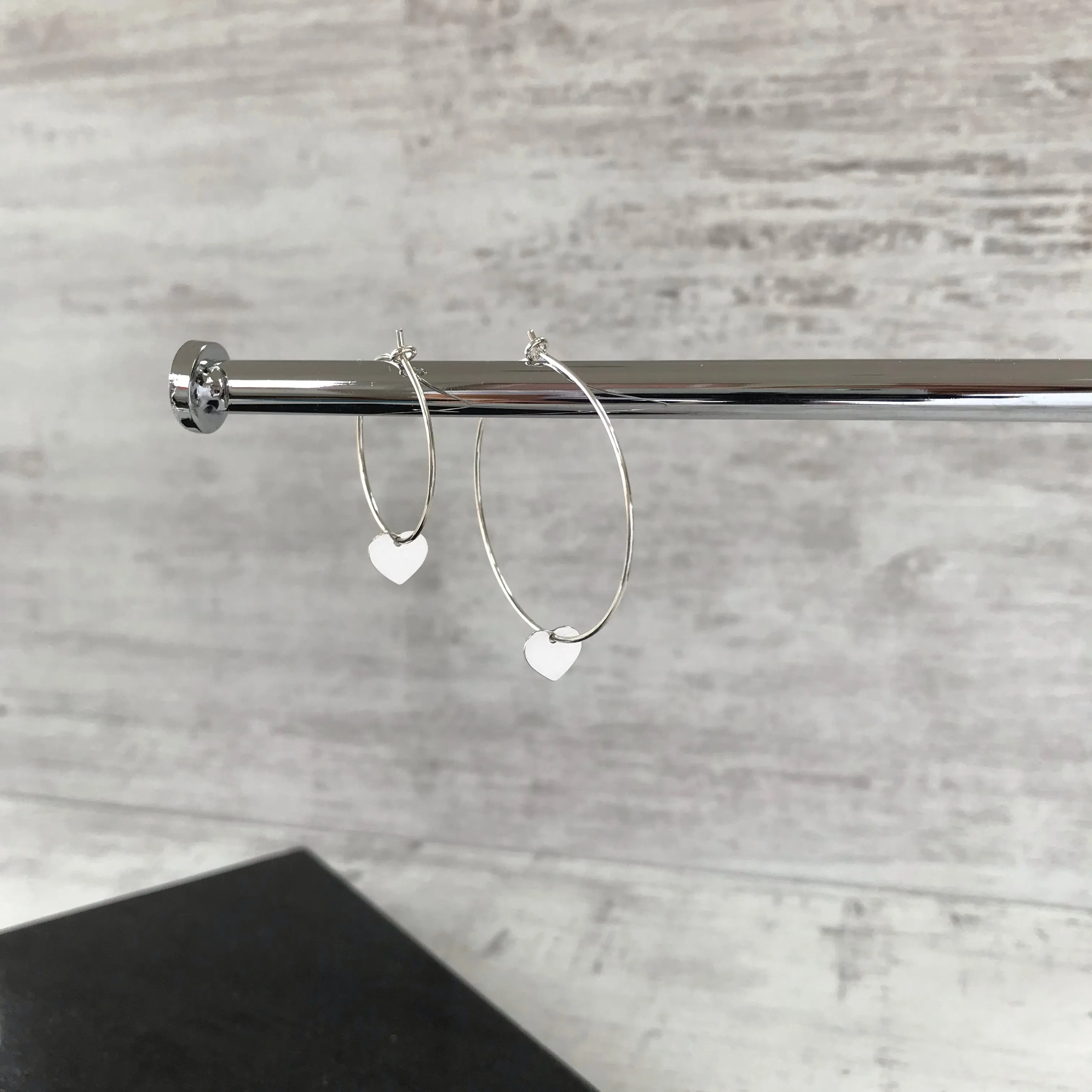 Silver Heart Hoop Earrings
