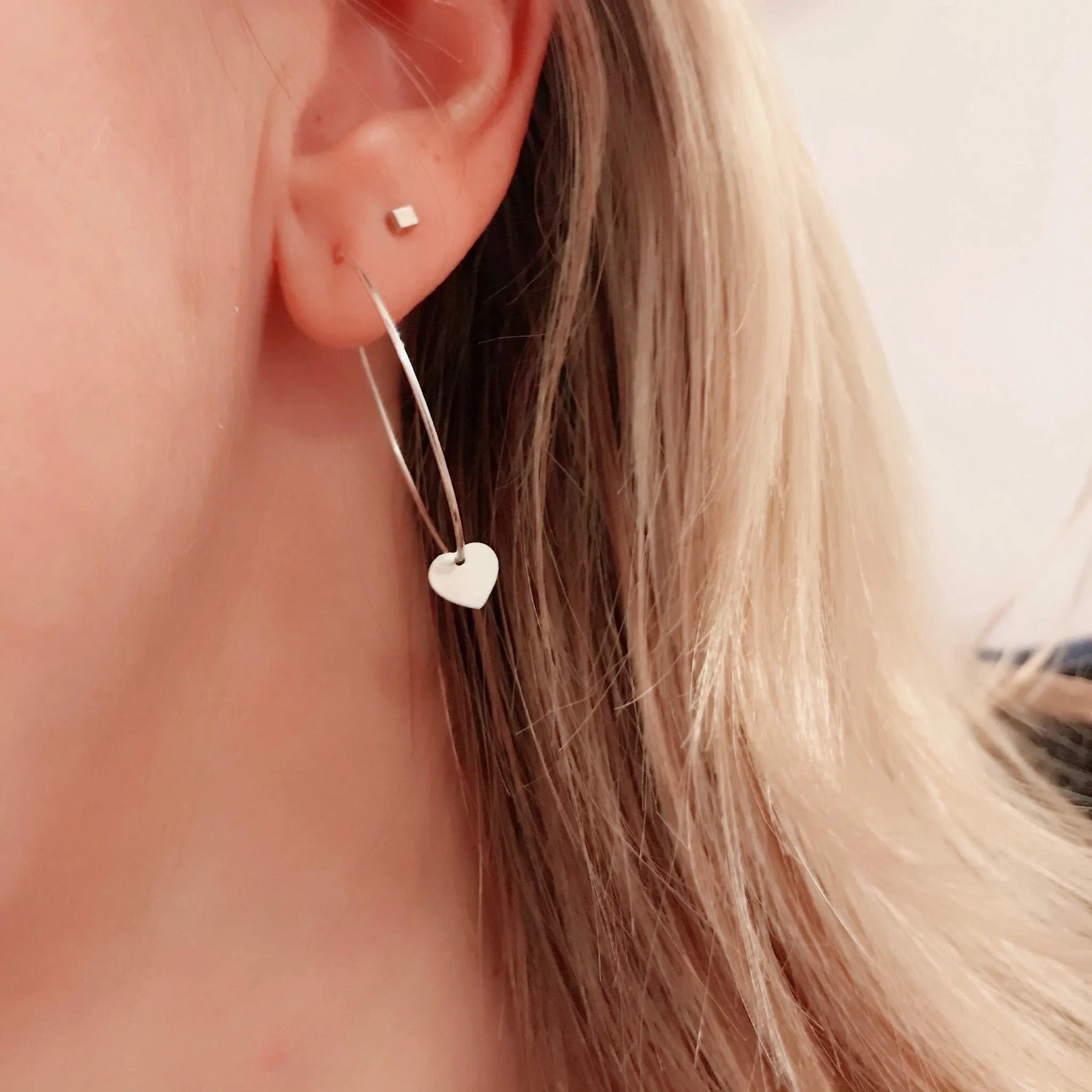 Silver Heart Hoop Earrings