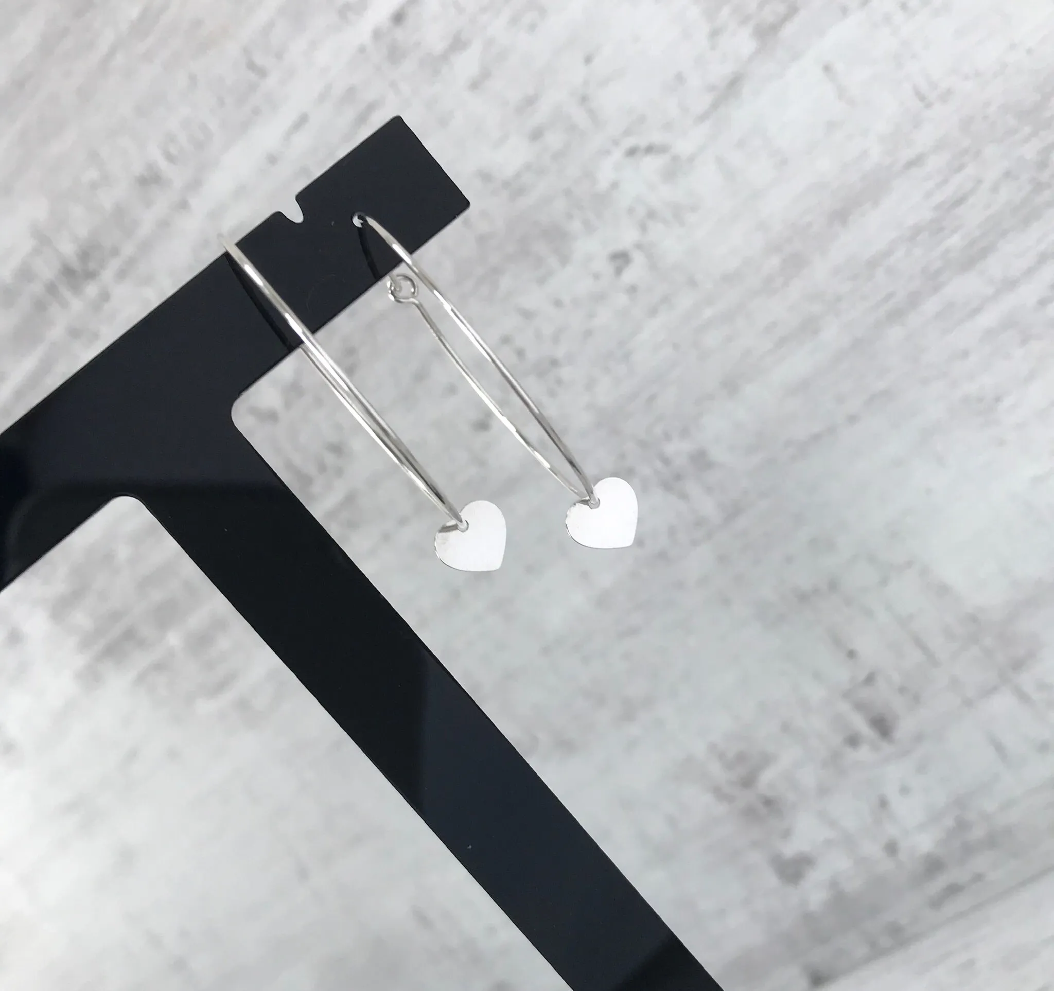Silver Heart Hoop Earrings