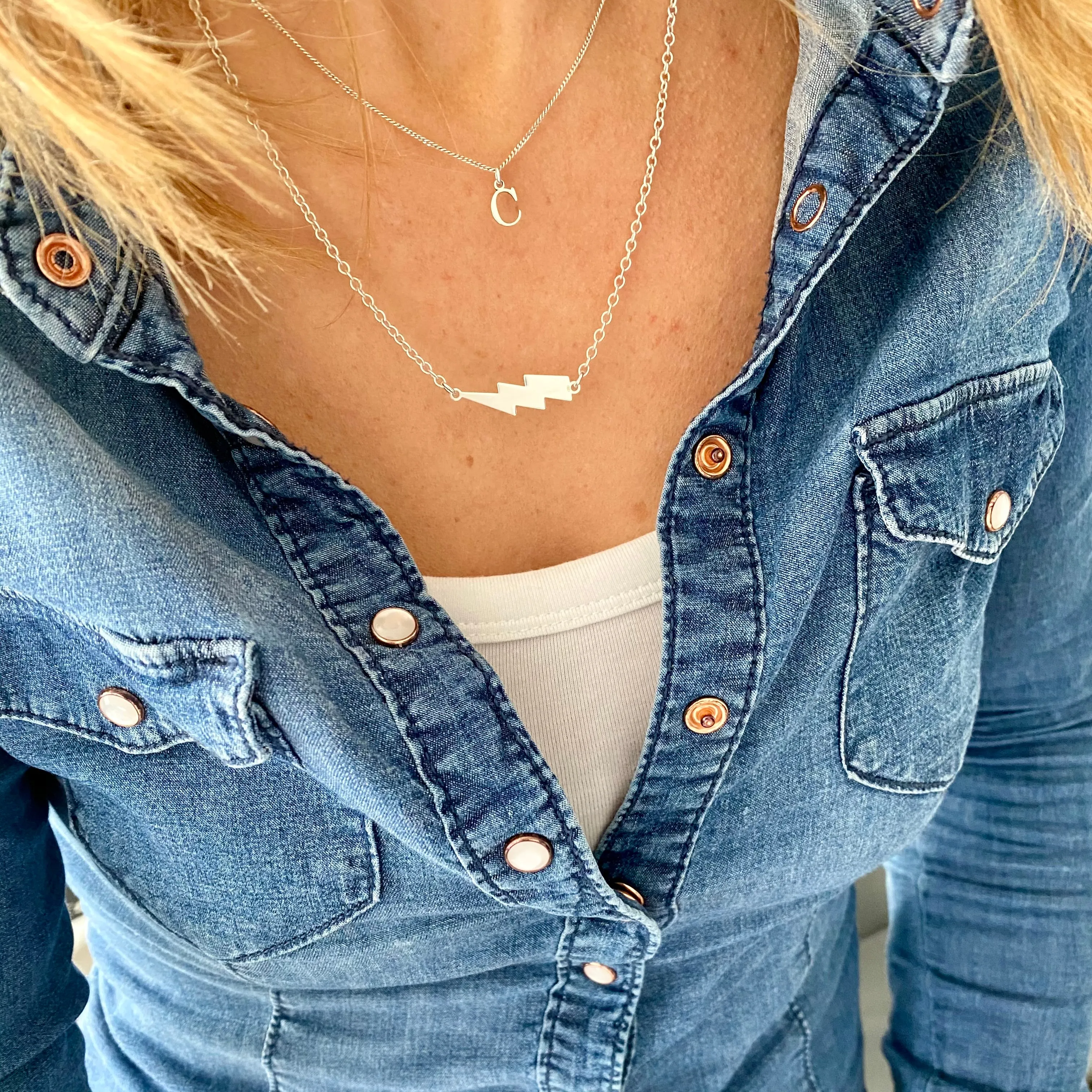 Silver Initial Necklace | One, Two or Three Letters