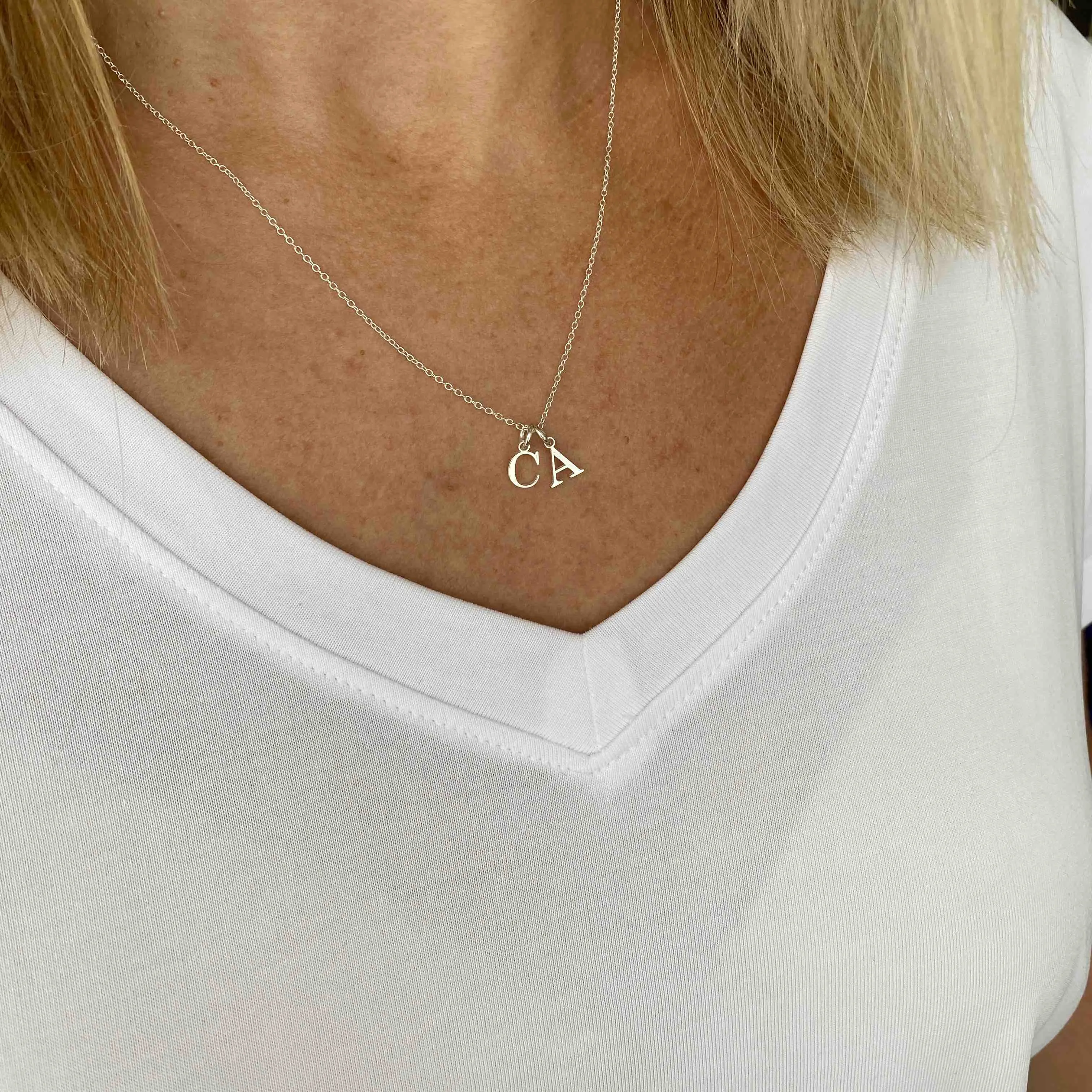 Silver Initial Necklace | One, Two or Three Letters