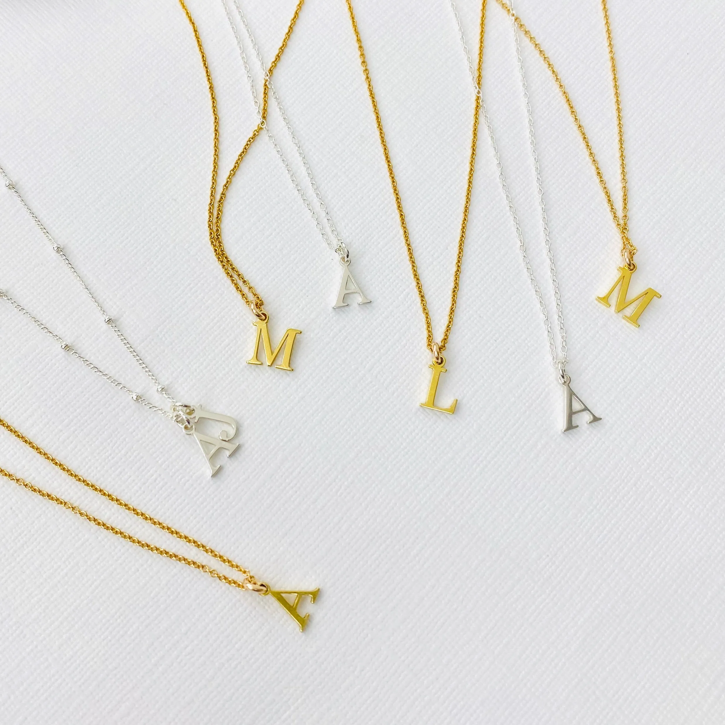 Silver Initial Necklace | One, Two or Three Letters