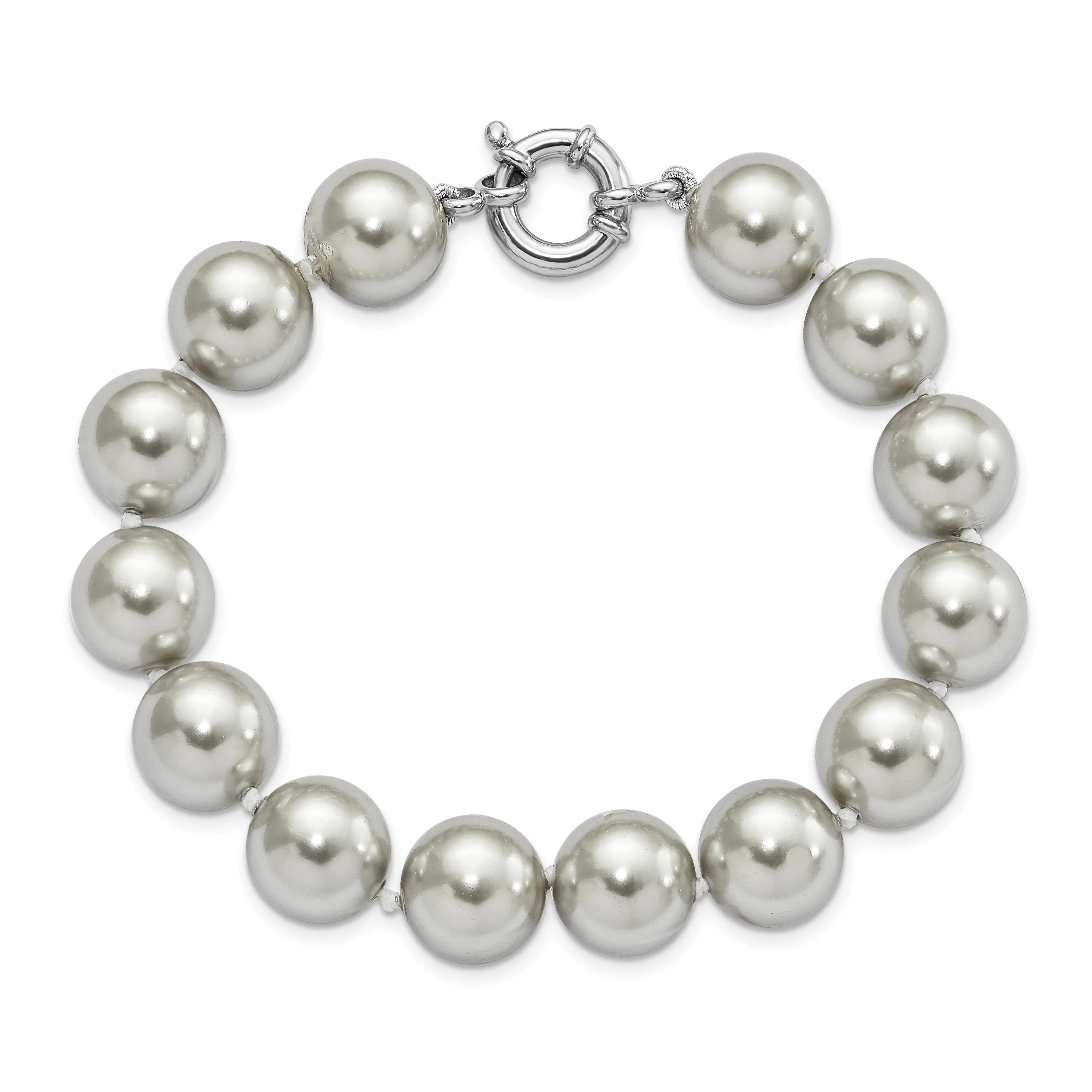 Silver Majestik Grey Shell Pearl Bracelet