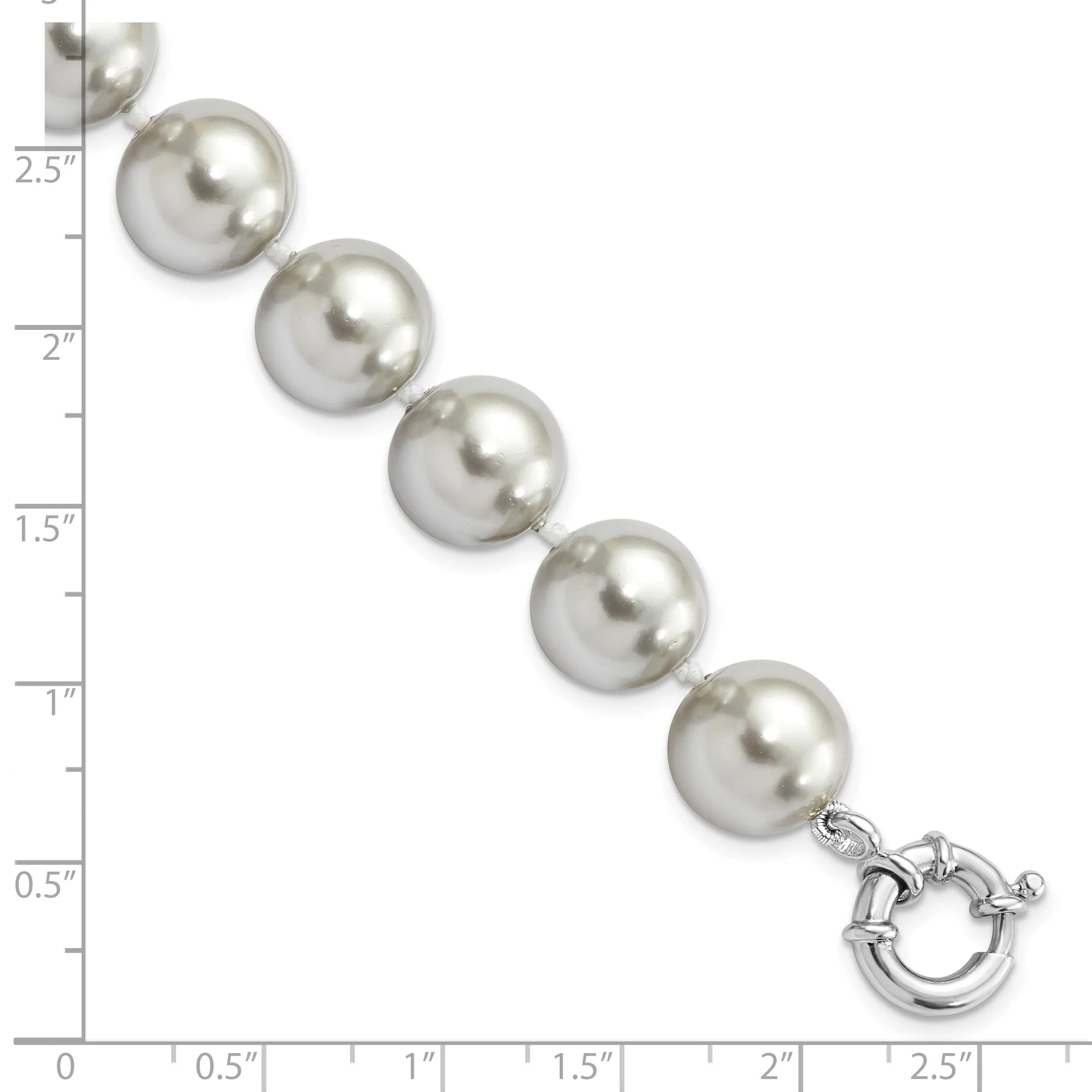 Silver Majestik Grey Shell Pearl Bracelet