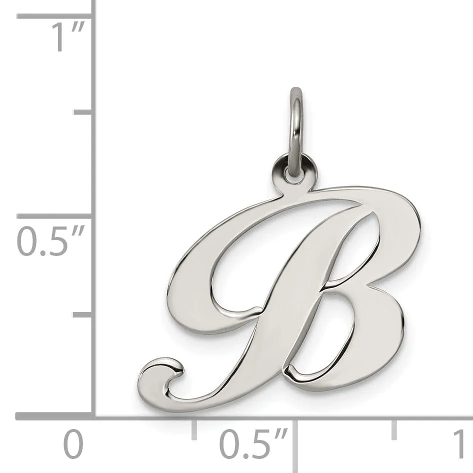 Silver Medium Fancy Script Initial B Charm
