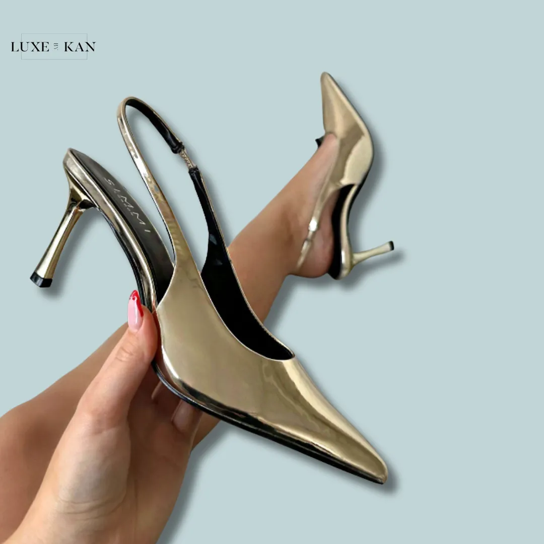 SIMMI LIORRA PATENT SLING BACK COURT SHOES
