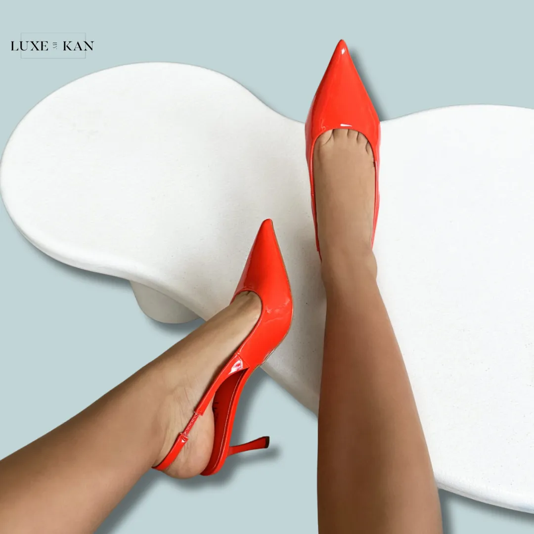 SIMMI LIORRA PATENT SLING BACK COURT SHOES
