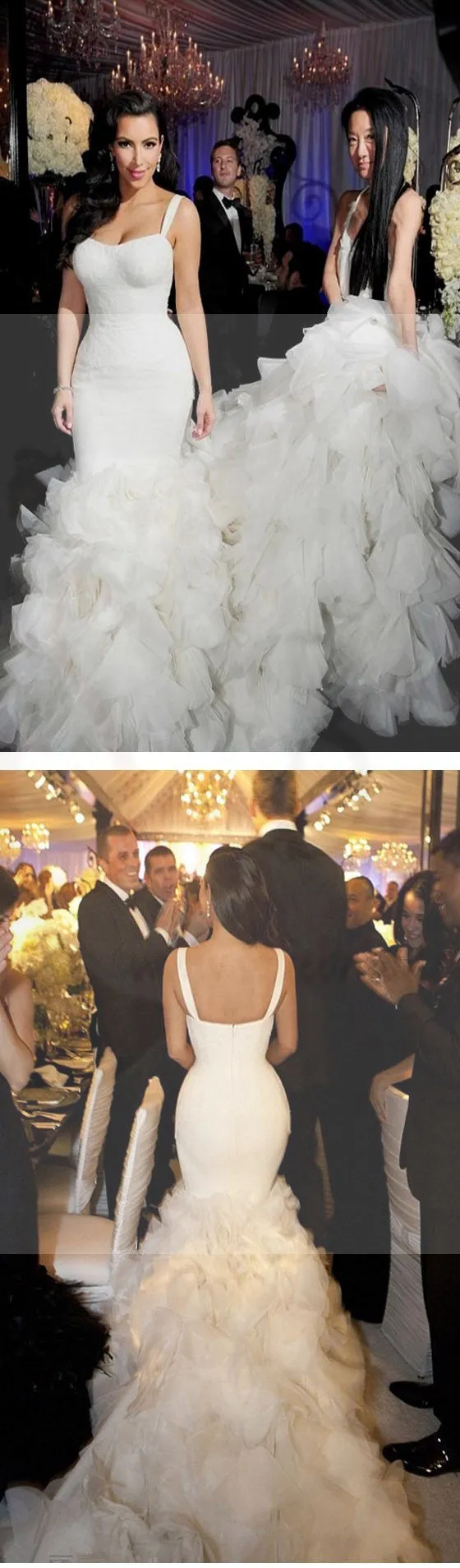 Simple Design Hi-low Sexy Mermaid White Chiffon Wedding Party Dresses, WD0022