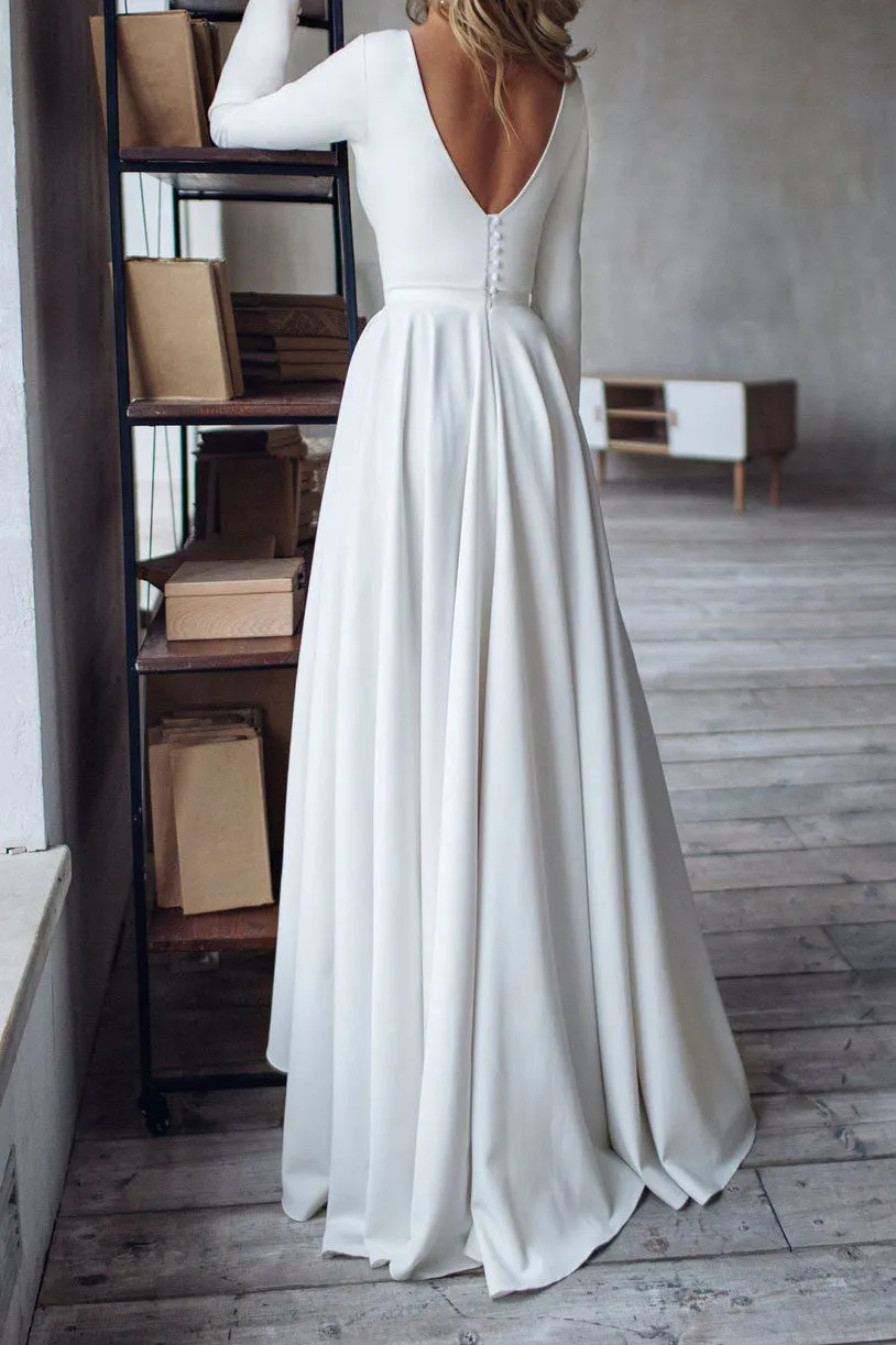 Simple Elegant High Low Wedding Dress ET3005