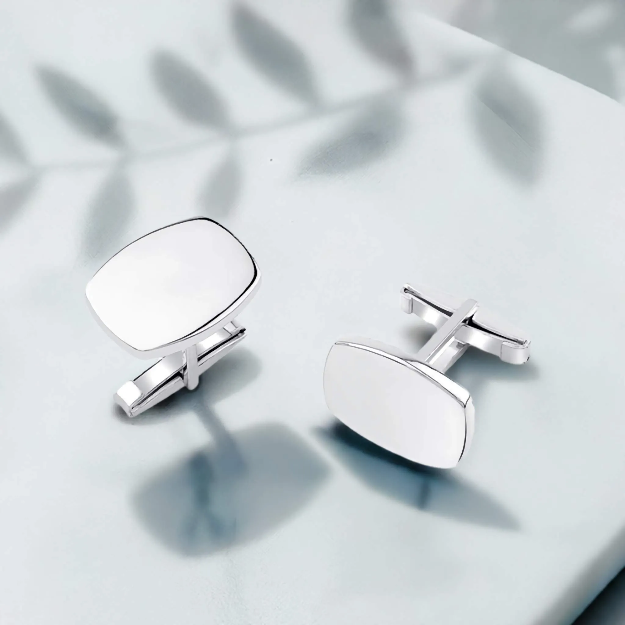 Simple Geometric Cufflinks in Silver Handmade Jewelry Gift