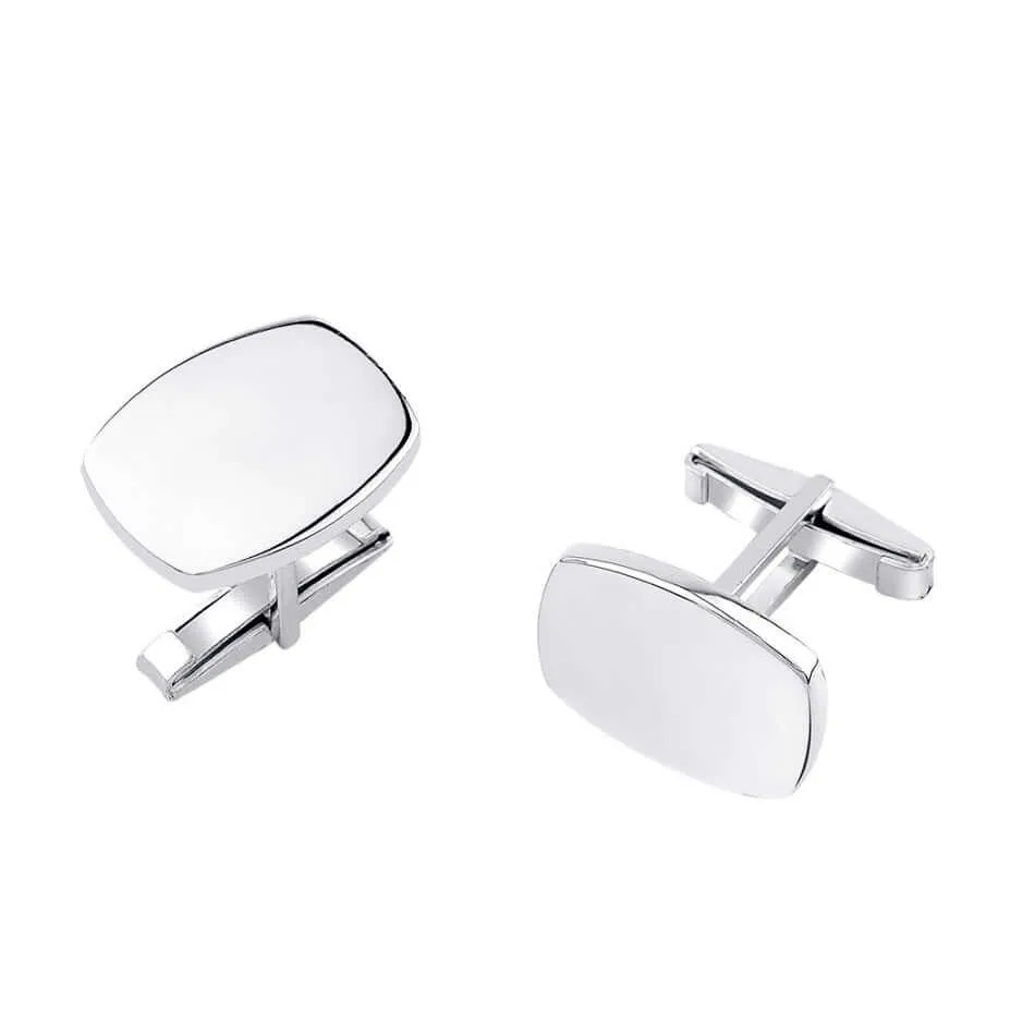 Simple Geometric Cufflinks in Silver Handmade Jewelry Gift