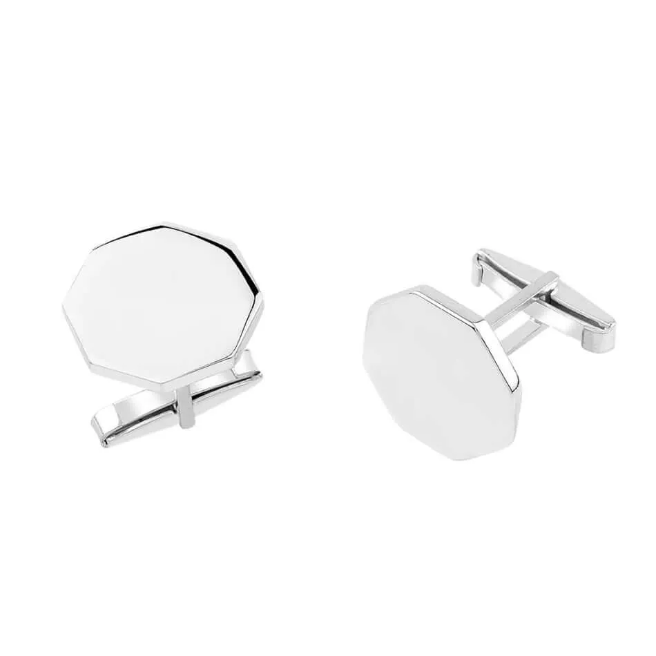 Simple Geometric Cufflinks in Silver Handmade Jewelry Gift