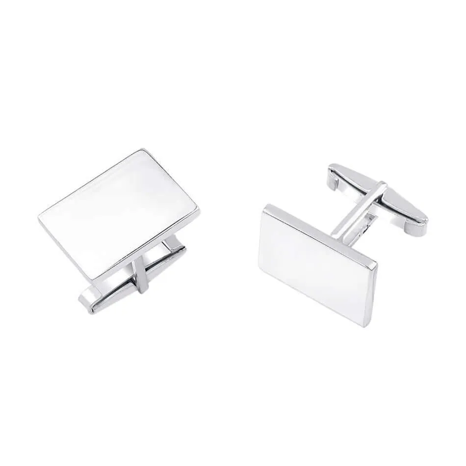 Simple Geometric Cufflinks in Silver Handmade Jewelry Gift