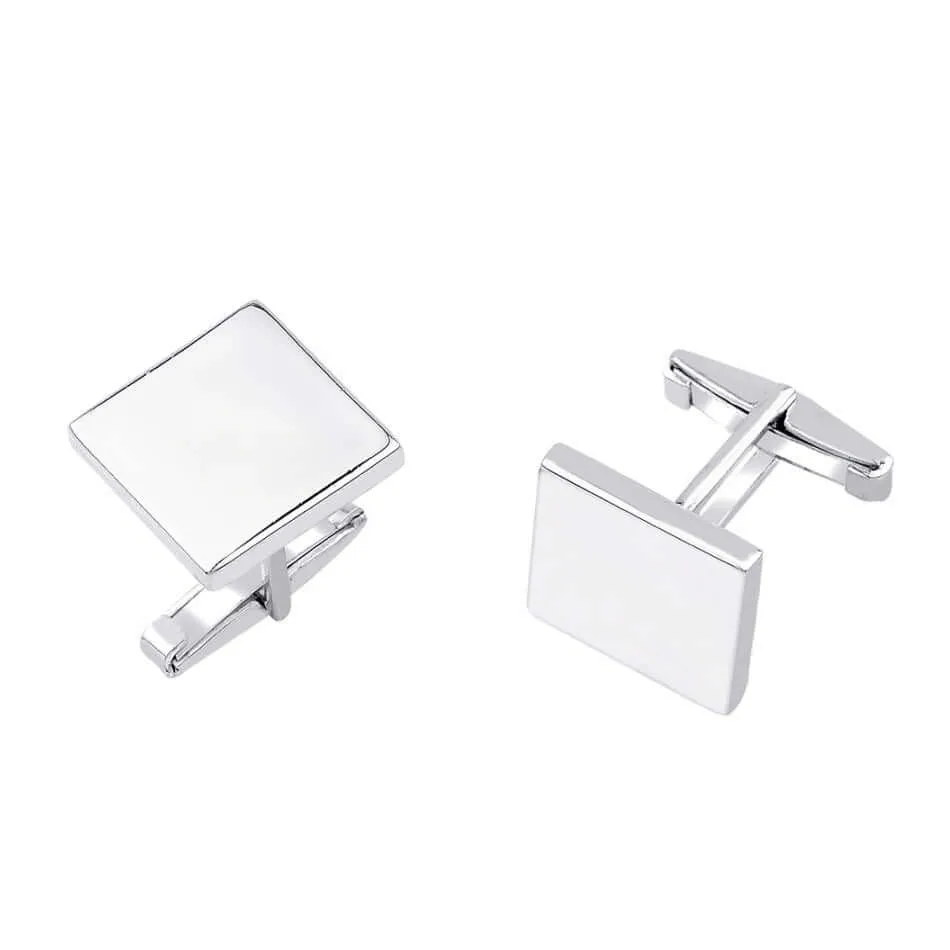 Simple Geometric Cufflinks in Silver Handmade Jewelry Gift
