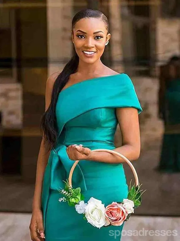 Simple Mermaid Sleeveless Hunter Green Long Bridesmaid Dresses Online, WG924