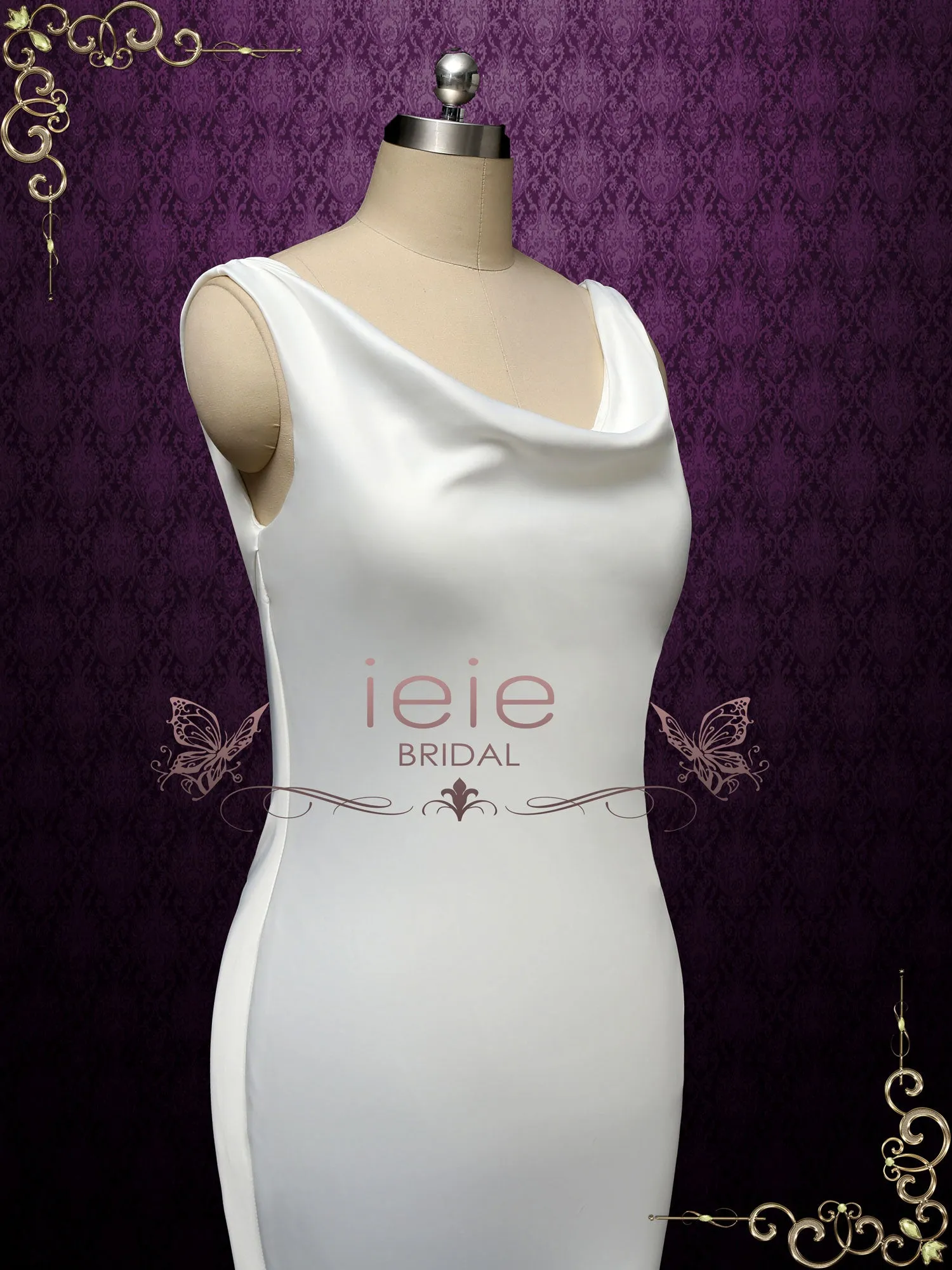 Simple Minimalist Wedding Dress with Cowl Neckline RAYN