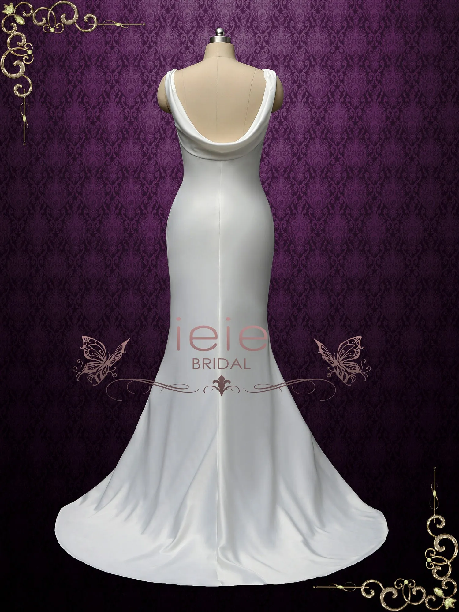Simple Minimalist Wedding Dress with Cowl Neckline RAYN