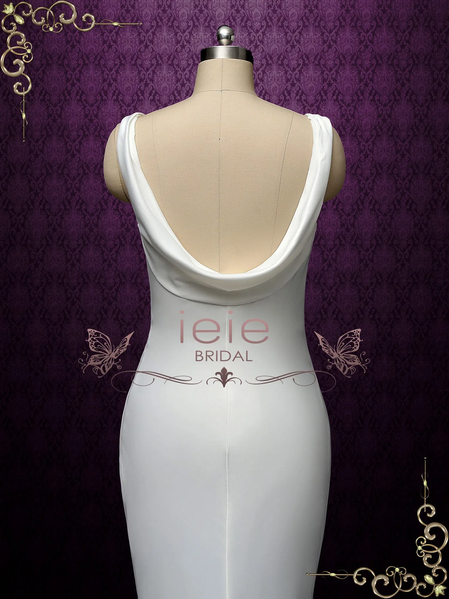 Simple Minimalist Wedding Dress with Cowl Neckline RAYN