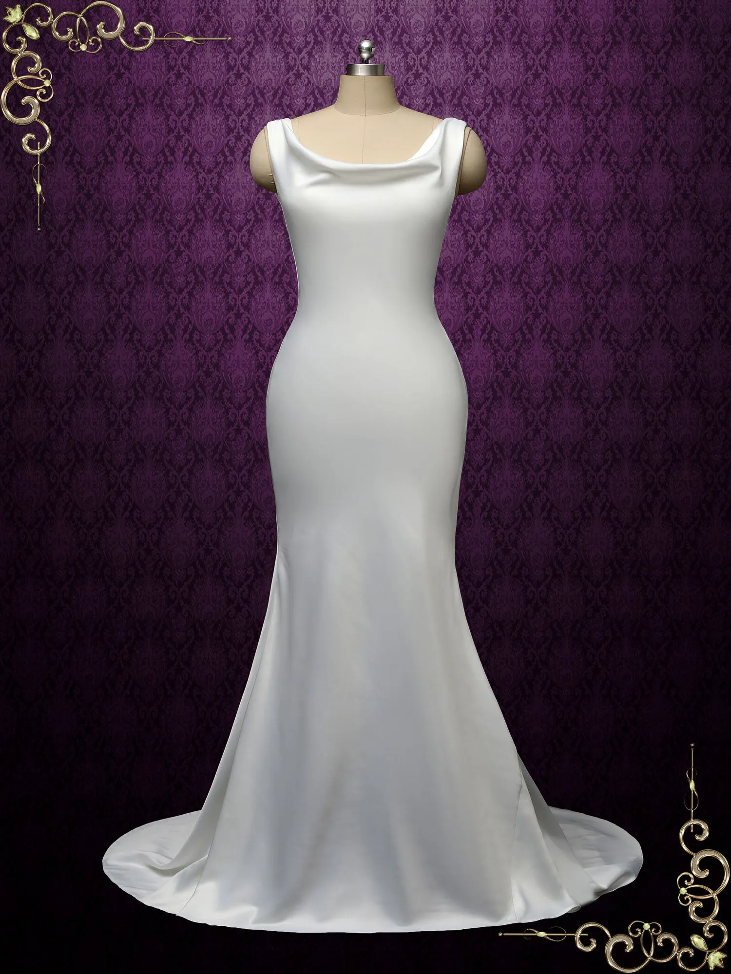 Simple Minimalist Wedding Dress with Cowl Neckline RAYN