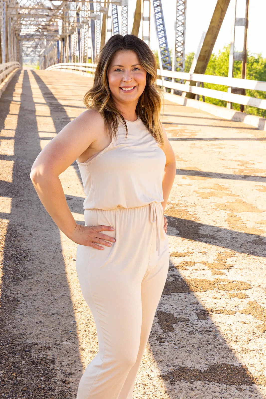 Siri Sleeveless Jumpsuit Beige