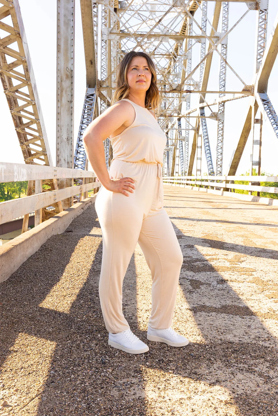 Siri Sleeveless Jumpsuit Beige