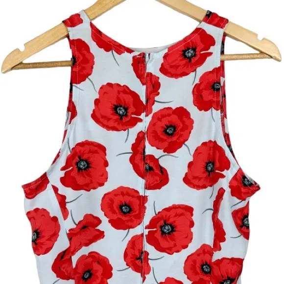 Sisley Poppy Floral Print Sleeveless Dress Size Large