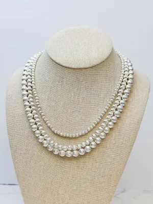 Size Gradient Bead Multistrand Necklace - Silver