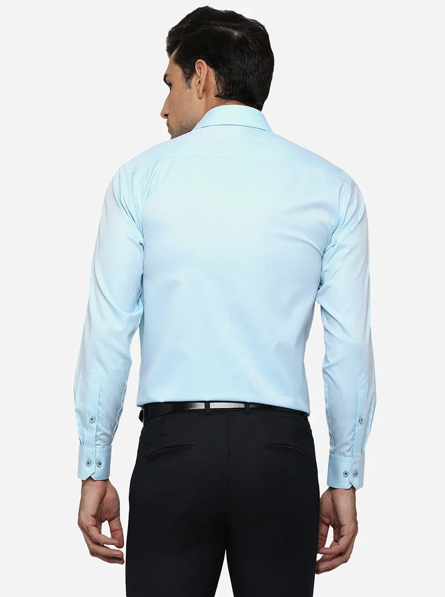 Sky Blue Dobby Regular Fit Formal Shirt | Greenfibre