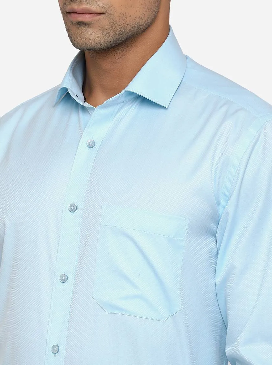 Sky Blue Dobby Regular Fit Formal Shirt | Greenfibre