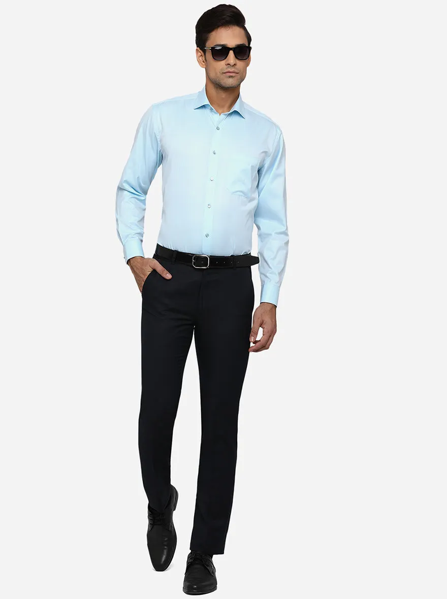 Sky Blue Dobby Regular Fit Formal Shirt | Greenfibre