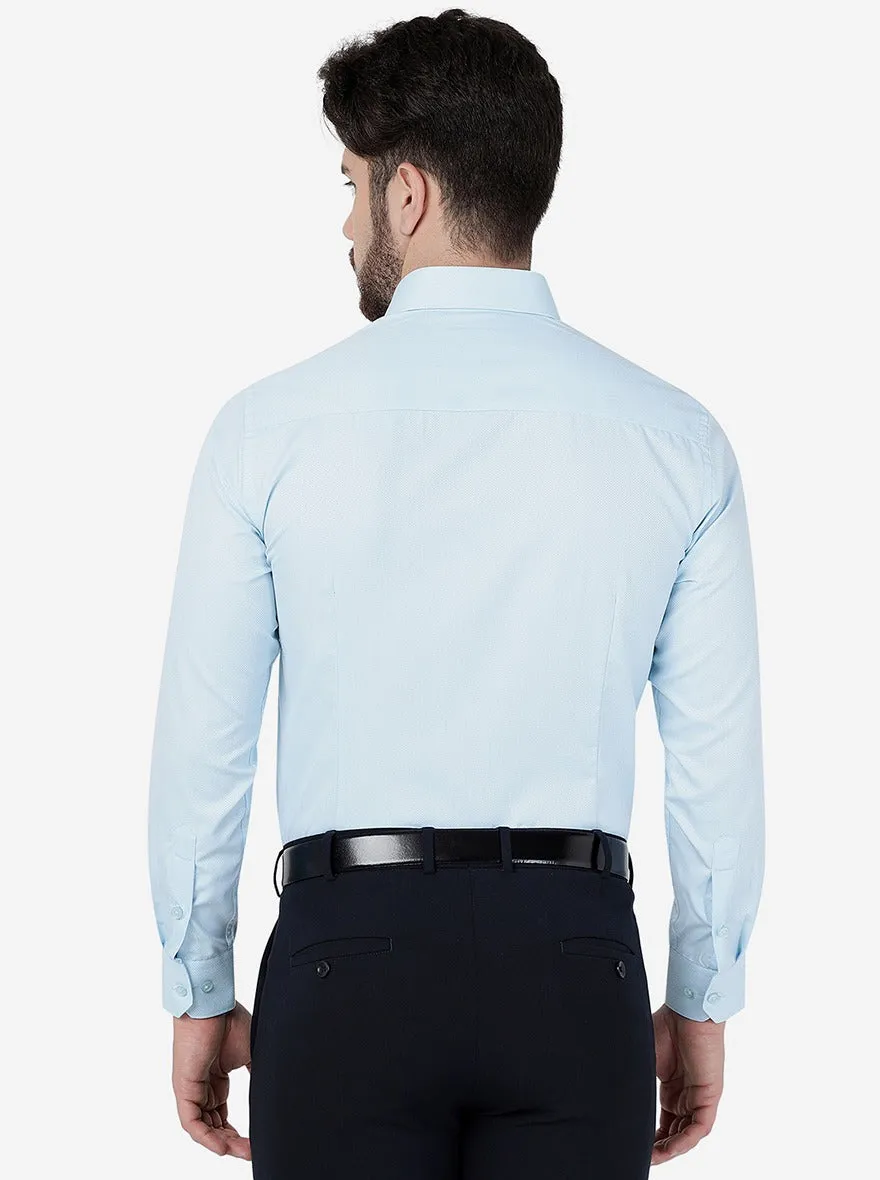 Sky Blue Solid Slim Fit Formal Shirt | Greenfibre
