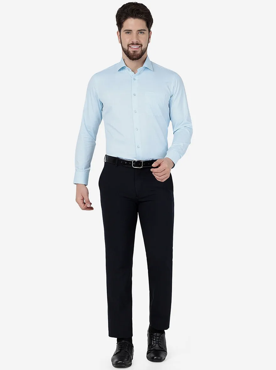 Sky Blue Solid Slim Fit Formal Shirt | Greenfibre