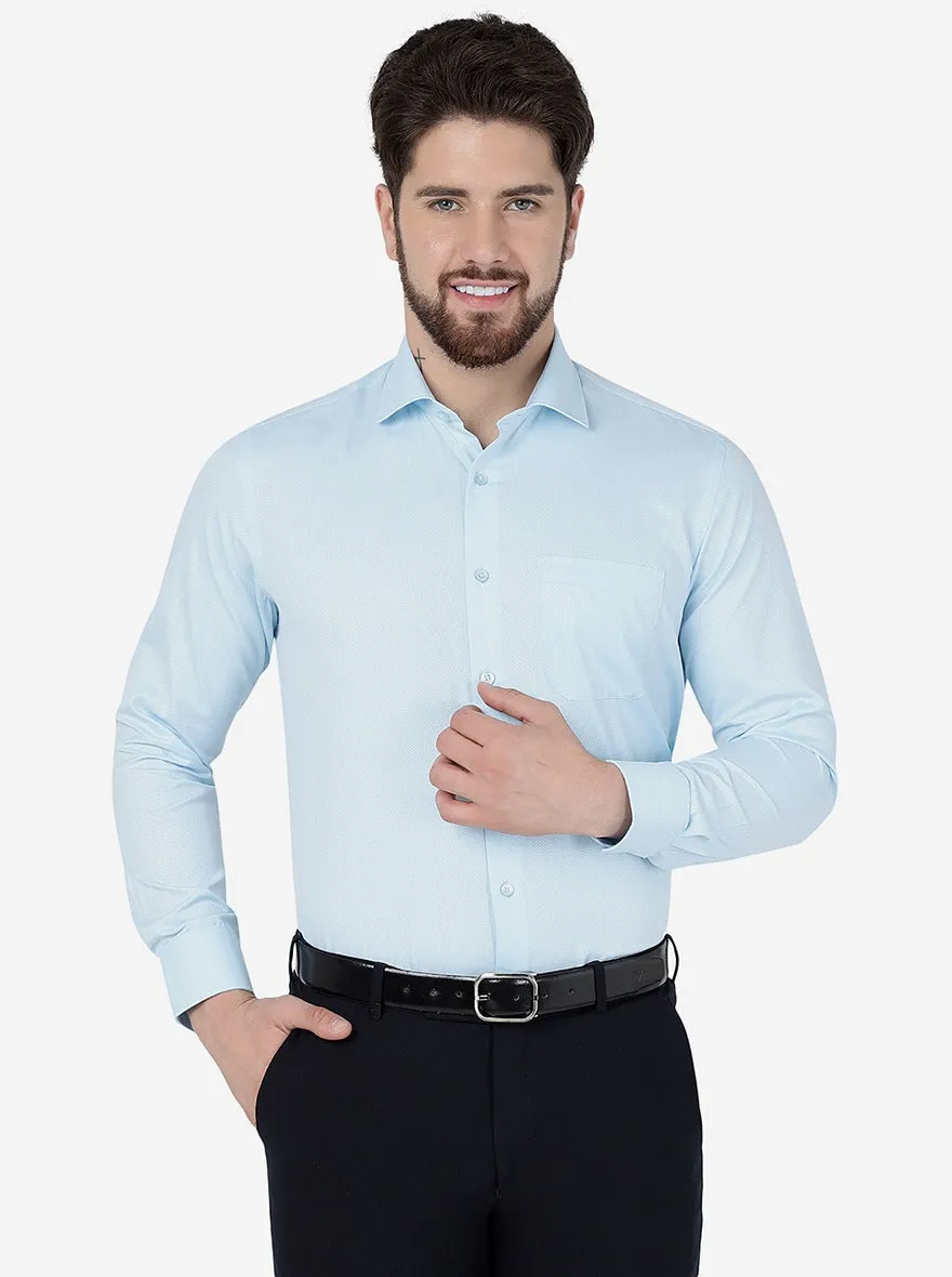 Sky Blue Solid Slim Fit Formal Shirt | Greenfibre