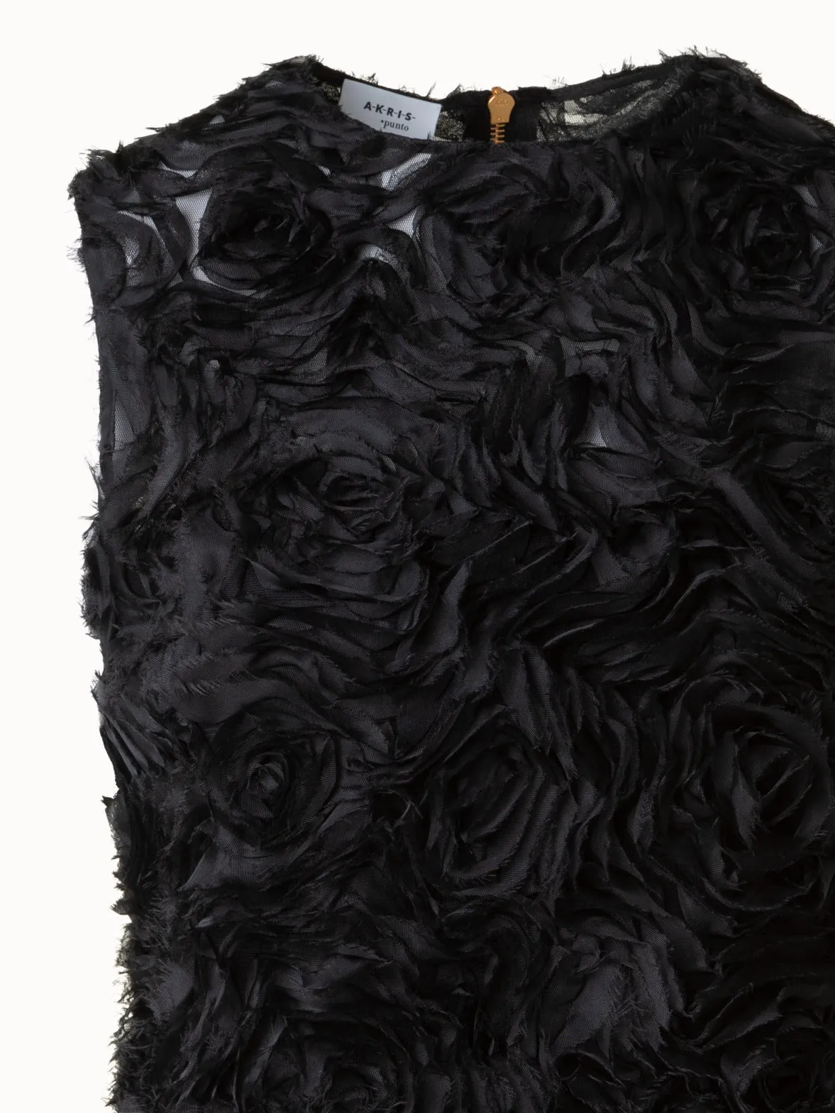 Sleeveless Blouse with 3D Carnation Embroidery