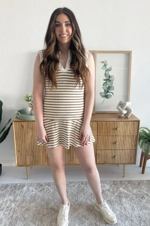 Sleeveless Knit Striped Athletic Dress