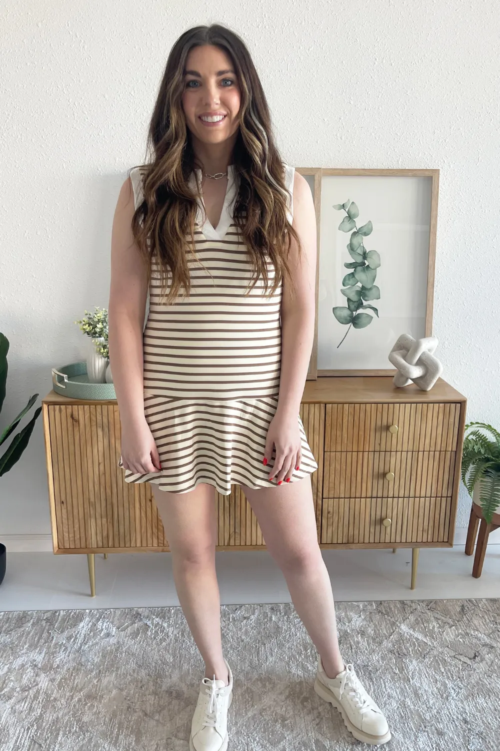 Sleeveless Knit Striped Athletic Dress