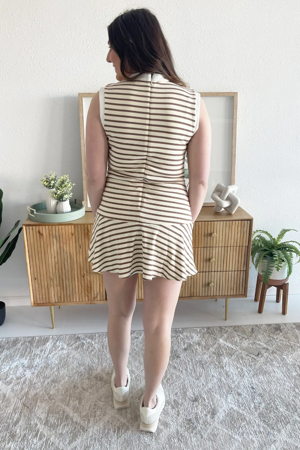 Sleeveless Knit Striped Athletic Dress