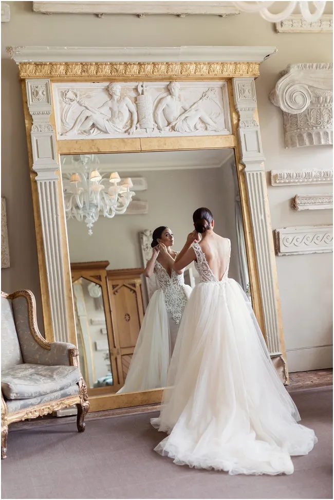 Sleeveless Sheer Lace Detachable Over-skirt Ball Gown Wedding Dresses , WD0161