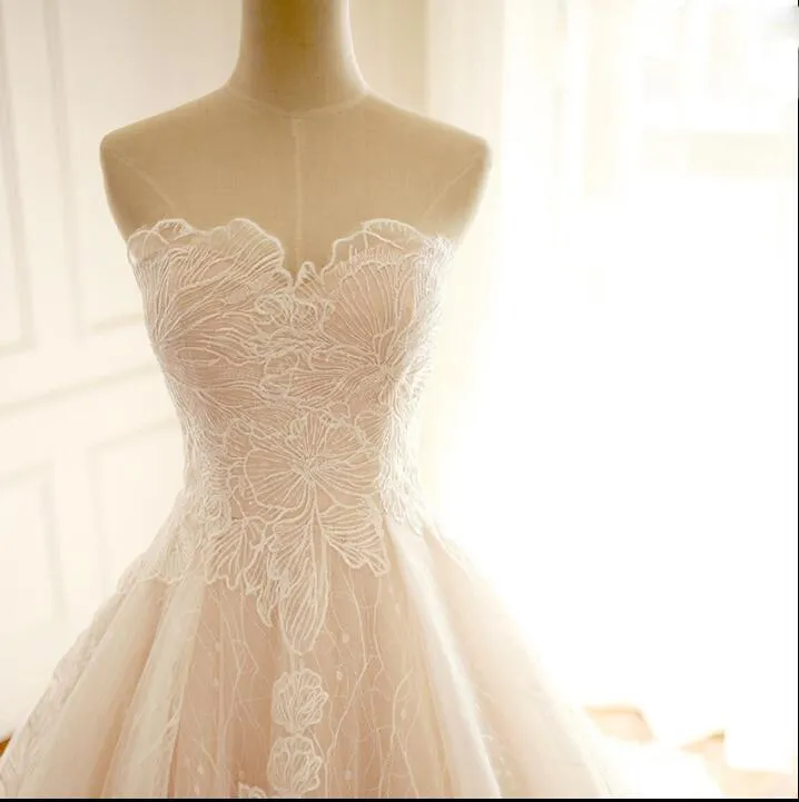 Sleeveless Sweetheart A-Line Lace Up Back Unique Design Wedding Dresses, Newest High Quality Custom Bridal Gown, WD0285